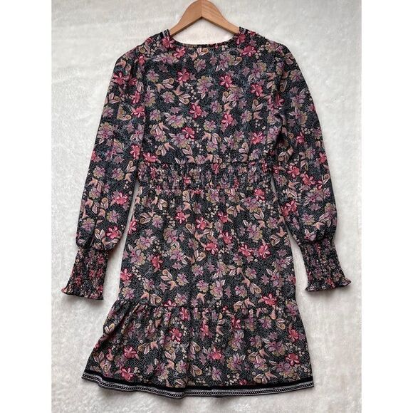 Melloday Long Sleeve Contrast Trim Printed Mini Dress in Tea Pink Floral, XS - Picture 8 of 10